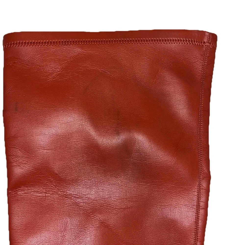 Stella McCartney Red Over Knee Boots Western Stretch Vegan Size 6 NWOB 🟠